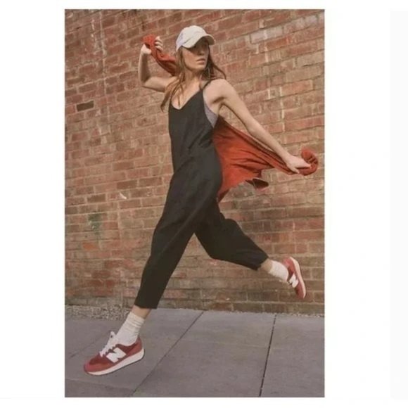 Free People Pants - Free People Printed Hot Shot Cable Onesie Black Jumpsuit Size L One Piece Romper